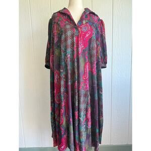 Vintage Anjac Fashions Made In California 80s Tent Dress Boho Puff Sleeve